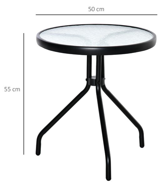 Masuta de Gradina Rotunda Outsunny cu Etajera din Sticla Φ50x55cm, Negru