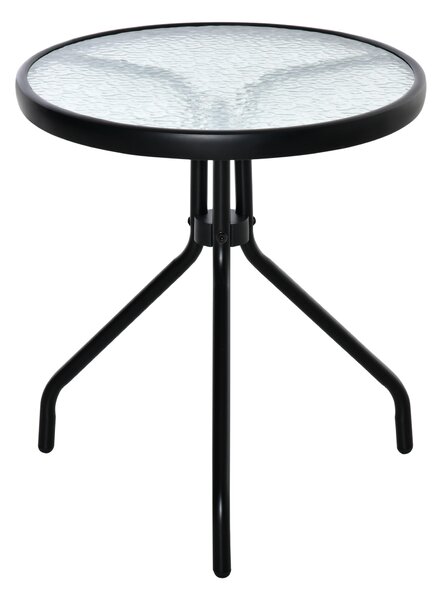 Masuta de Gradina Rotunda Outsunny cu Etajera din Sticla Φ50x55cm, Negru