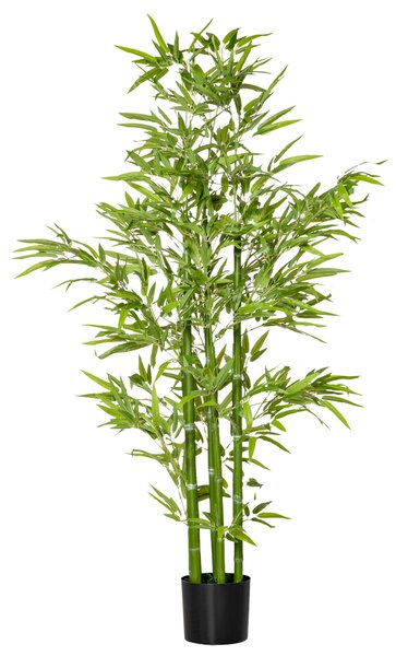 HOMCOM Planta Artificiala de Bambus 150 cm cu Ghveci Inclus, Planta Artificiala cu Aspect Realist pentru Interior si Exterior | Aosom Romania