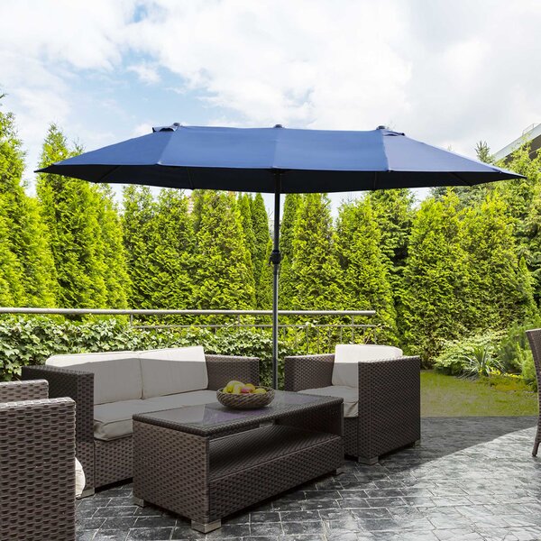 Outsunny Umbrelă de Grădină Albastră cu Manivelă din Oțel și Poliester 460x270x240cm | Aosom Romania