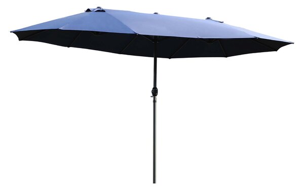 Umbrela de Gradina Outsunny, cu manivela, Otel, Poliester, Albastra 460x270x240cm| Aosom RO