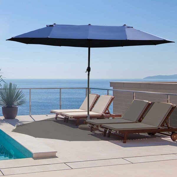 Outsunny Umbrelă de Grădină Albastră cu Manivelă din Oțel și Poliester 460x270x240cm | Aosom Romania