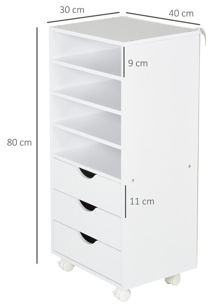 Vinsetto Dulap cu sertare pentru Birou din Lemn alb 40 x 30 x 83cm | AOSOM.it | Aosom Romania