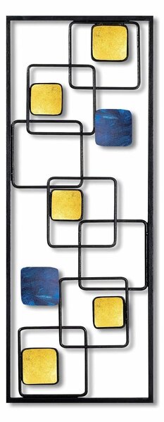 Decoratiune perete ART INFINITE, galben/albastru/negru, metal, 28x5x74