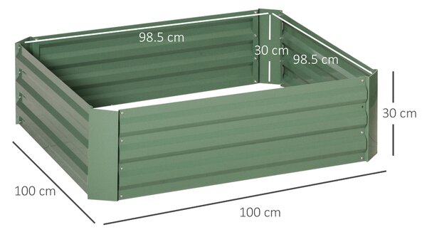 Outsunny Set 2 Paturi de Gradina Înălțate din Oțel, Jardinieră de Grădină pentru Plante, Legume și Arbuști, 100x100 cm, Verde | Aosom Romania