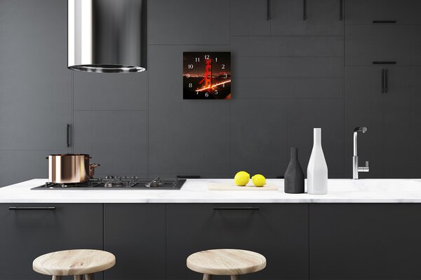 Ceas de perete din sticla pătrat Podul Arhitectura multi-colorat