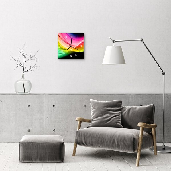 Ceas de perete din sticla pătrat Abstract Linii Art Multi-colorat