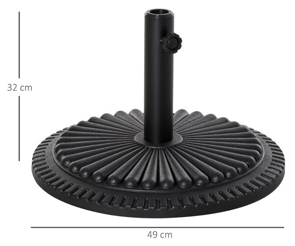 Outsunny Bază pentru Umbrelă de Soare, din Plastic Rezistent, 15kg, Compatibilă cu Stâlpi de Ф35-38-48mm, Negru, Ф49x32cm | Aosom Romania