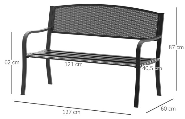 Outsunny Banca de exterior din otel, negru, 127x60x85cm | Aosom Romania