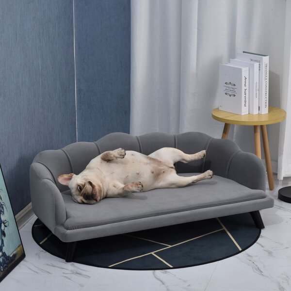 PawHut Canapea Gri pentru Câini până la 32kg, Tapiterie Lavabilă, Confort Maxim pentru Animale de Companie | Aosom Romania