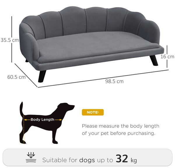 PawHut Canapea Gri pentru Câini până la 32kg, Tapiterie Lavabilă, Confort Maxim pentru Animale de Companie | Aosom Romania