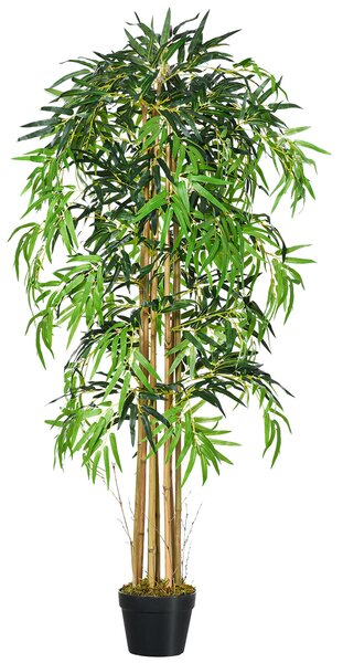 Outsunny Bambus Artificial Inaltime 150cm cu Ghiveci, Planta Artificiala Decor cu Efect Realist pentruCasa, Gradina, Birou, Verde | Aosom Romania