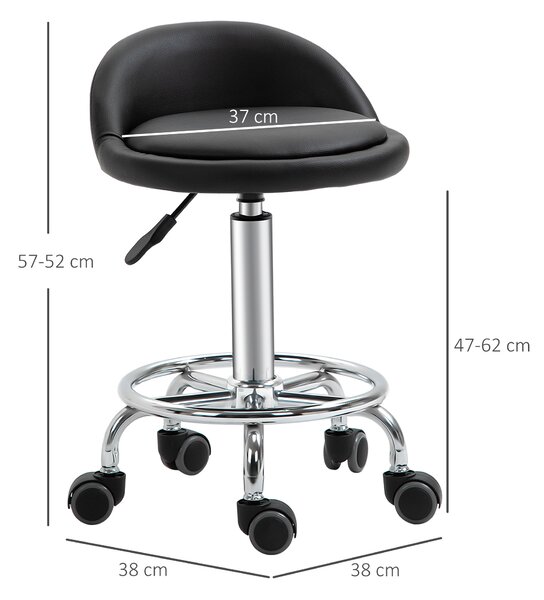 HOMCOM Set 2 Taburete de Bar Pivotante, Înălțime Ajustabilă, Imitație Piele PU, Negru | Aosom Romania