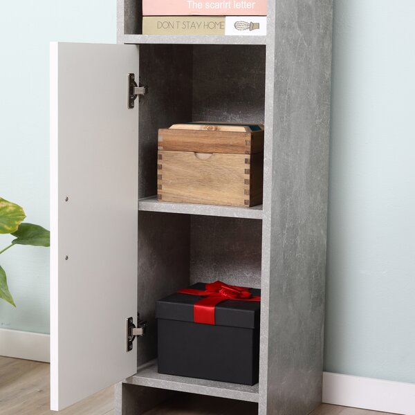Dulap Baie Kleankin pentru Economisire Spațiu, cu 2 Uși din PAL, Efect Ciment, Gri-Alb, Dimensiuni 30x30x180cm, Ideal pentru Organizare | Aosom Romania