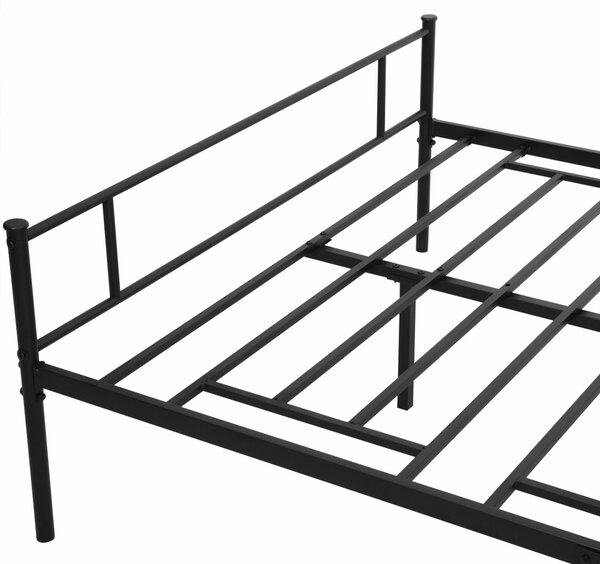 HOMCOM Cadru Pat de o Persoana, mai mare din Otel 140x200cm, Sipci Integrate si Tablie cap, Spatiu Inferior pentru Cutii, Negru | Aosom Romania