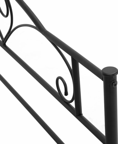 HOMCOM Cadru Pat de o Persoana, mai mare din Otel 140x200cm, Sipci Integrate si Tablie cap, Spatiu Inferior pentru Cutii, Negru | Aosom Romania