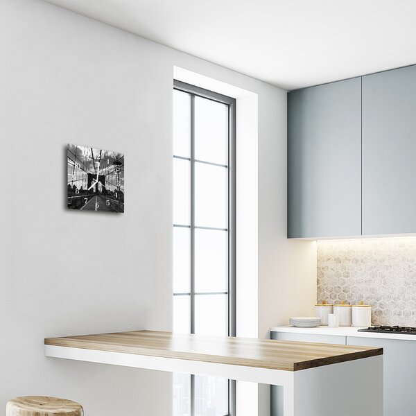 Ceas de perete din sticla pătrat Bridge City Gray