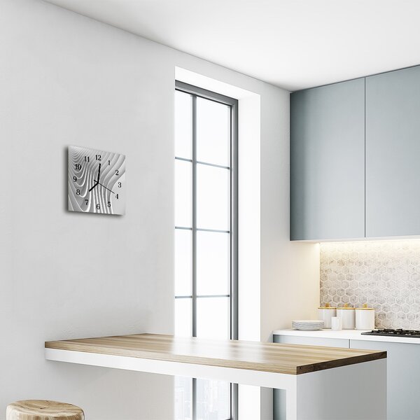 Ceas de perete din sticla pătrat Abstract Art Gray