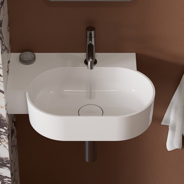 Omnires Ovo M+ lavoar 55x38 cm ovale de blat alb luciu OVO555UWLBP