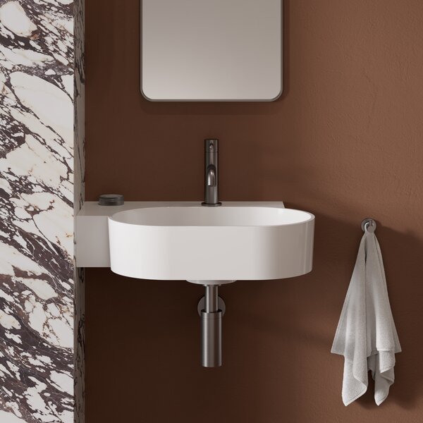 Omnires Ovo M+ lavoar 55x38 cm ovale de blat alb luciu OVO555UWLBP