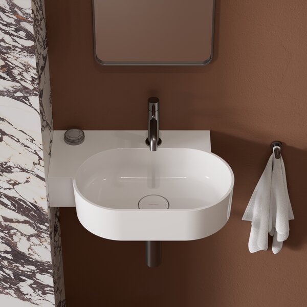 Omnires Ovo M+ lavoar 55x38 cm ovale de blat alb luciu OVO555UWLBP