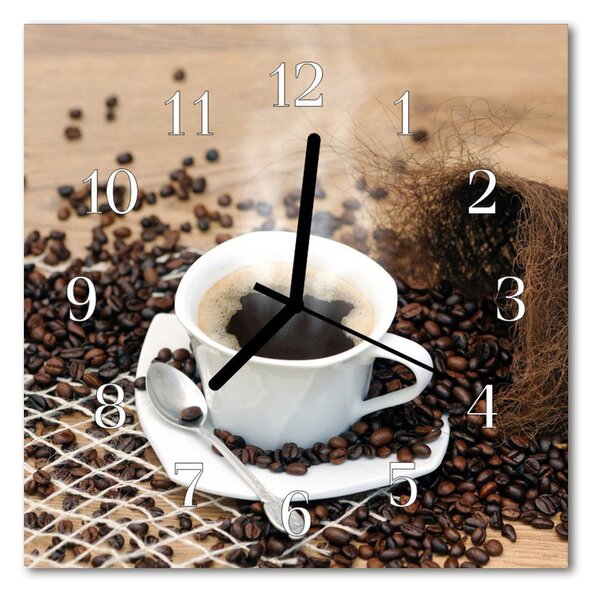 Ceas de perete din sticla pătrat Ceașcă de cafea Alimente și băuturi Brown