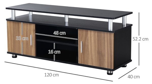 HOMCOM Comodă cu Suport TV cu Dulap și Etajere, Dulăpior pentru Salon și Sufragerie, 120x40x52.2 cm, Negru | Aosom Romania
