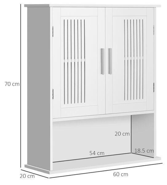 Kleankin Dulap de Baie Suspendat, Spațiu de Depozitare Eficient cu 2 Uși și Raft Inferior, Design Compact, 60x20x70 cm, Alb | Aosom Romania