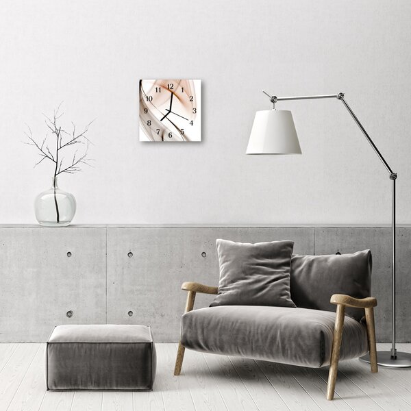 Ceas de perete din sticla pătrat Abstract Art Brown