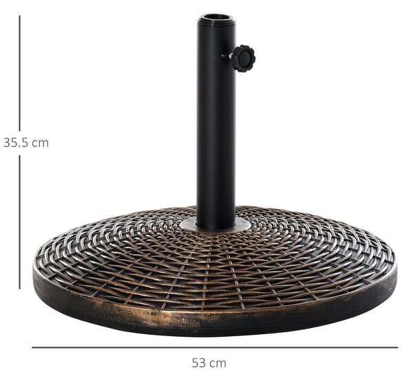 Outsunny Bază Rotundă Umbrelă, Plastic, 25kg, pentru Stâlpi 35/38/48mm, Bronz | Aosom Romania