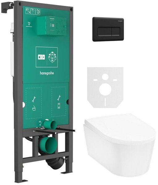 Set vas WC Hansgrohe EluPura S 60193450, cadru încastrat Hansgrohe iFrame universal 01022180, 60148450, 66001670