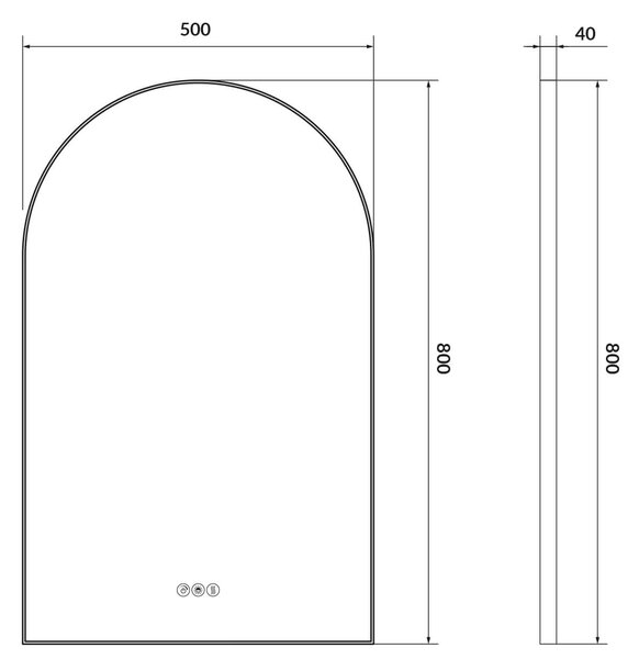 Cersanit Crea II oglindă 50x80 cm oval cu iluminare cu covoraș de încălzire negru S1058–037