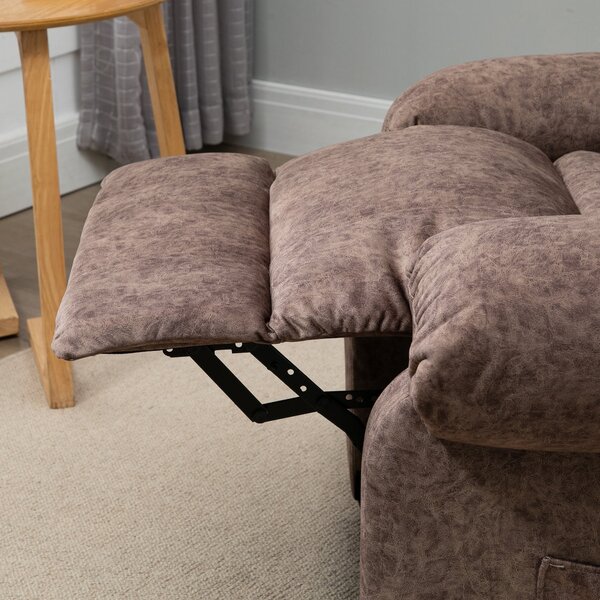 HOMCOM Fotoliu Relax Inclinabil Manual din Material textil, Fotoliu reclinabil cu Suport pentru Picioare Extensibila si Buzunar Lateral, Maro