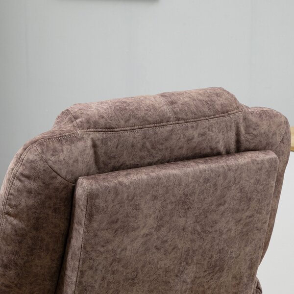 HOMCOM Fotoliu Relax Inclinabil Manual din Material textil, Fotoliu reclinabil cu Suport pentru Picioare Extensibila si Buzunar Lateral, Maro