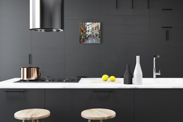 Ceas de perete din sticla pătrat Alley Arhitectura multi-colorat