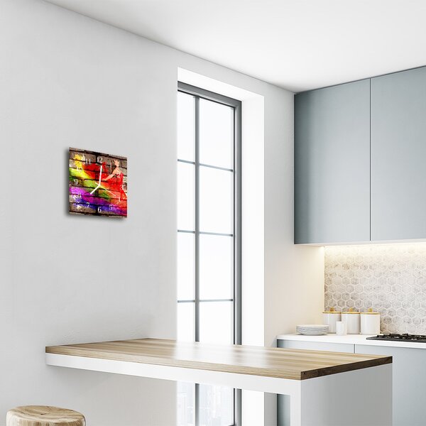 Ceas de perete din sticla pătrat Caramida Arhitectura multi-colorat