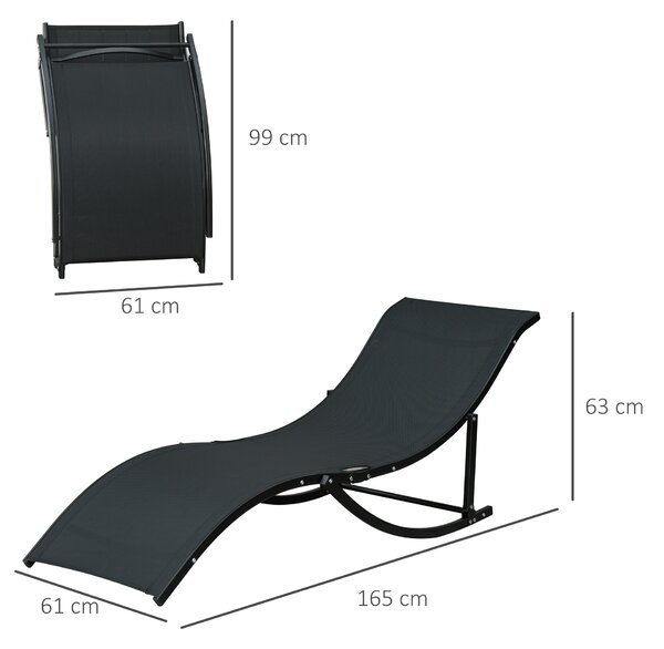 Outsunny Set 2 Sezlonguri de Gradina Pliabile, Sezlong pentru plaja din Aluminiu si Textilen, Negru, 61x165x63cm | Aosom Romania