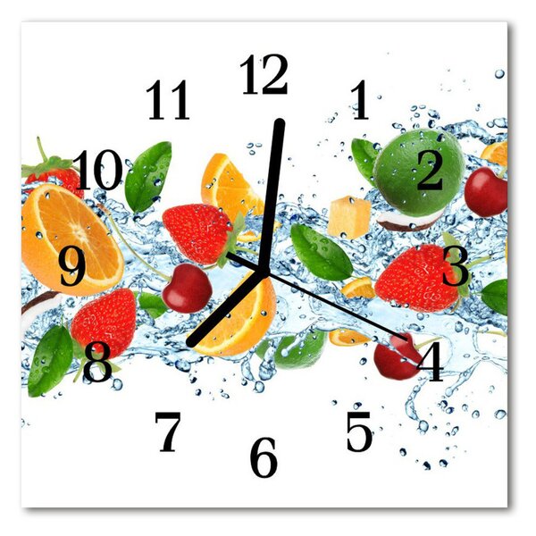 Ceas de perete din sticla pătrat Fructe de fructe Multi-colorat
