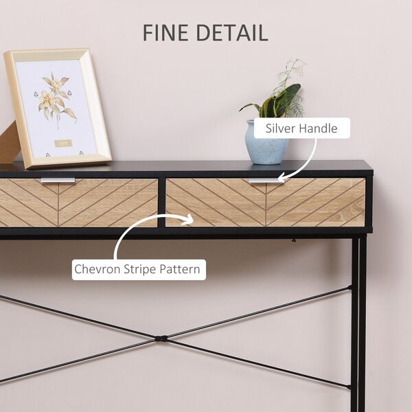 HOMCOM Consolă Elegantă cu 2 Sertare, Masă Metalică pentru Hol, Design Modern, Negru | Aosom Romania