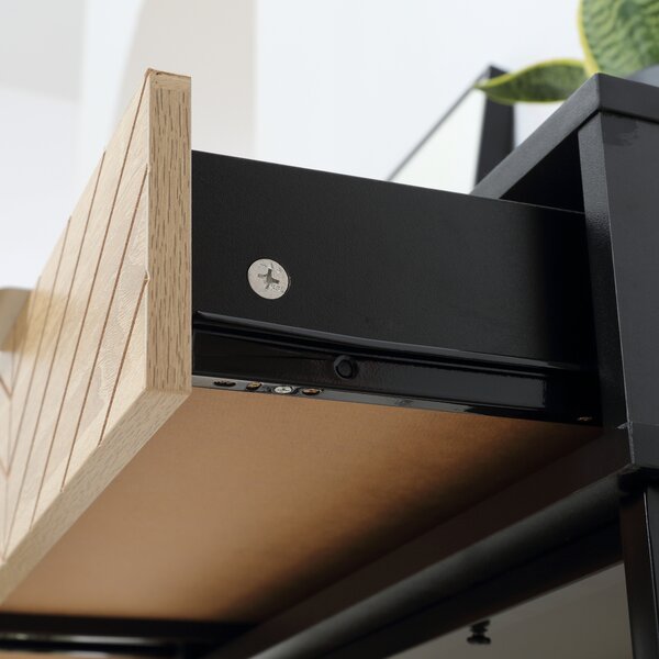 HOMCOM Consolă Elegantă cu 2 Sertare, Masă Metalică pentru Hol, Design Modern, Negru | Aosom Romania