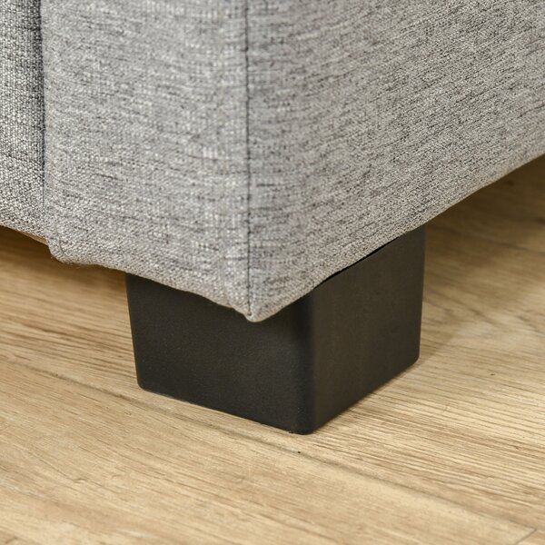 Banca Capul patului HOMCOM cu Compartiment de Depozitare, Lada de Design, Banca Capitonata din Tesatura Gri, 120x50x44cm
