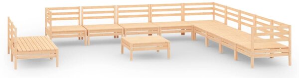 Set mobilier de grădină, 12 piese, lemn masiv de pin