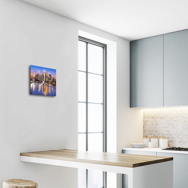 Ceas de perete din sticla pătrat Skyline băuturi Multi-colorat