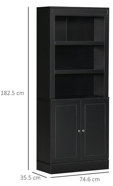 HOMCOM Bufet Bucătărie Lemn cu Spațiu Depozitare, Etajere Ajustabile, Dulap 2 Uși, Design Modern, Negru | Aosom Romania