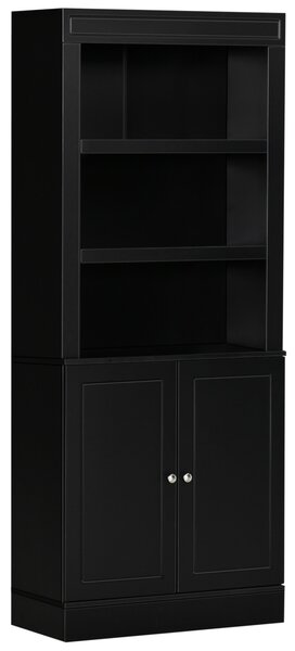 HOMCOM Bufet Bucătărie Lemn cu Spațiu Depozitare, Etajere Ajustabile, Dulap 2 Uși, Design Modern, Negru | Aosom Romania