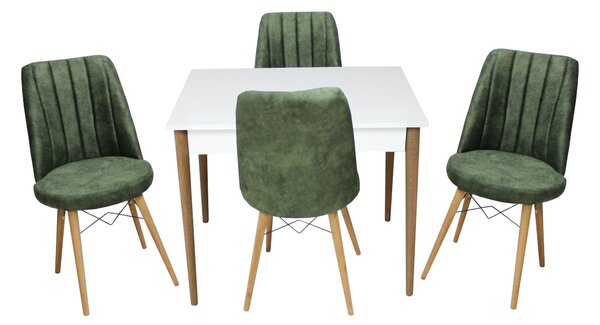 Set masă fixă Deco Alba cu 4 scaune Apollo Verde