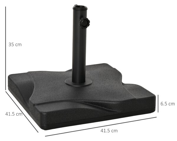 Outsunny Suport Pătrat pentru Umbrelă, Bază Greutate 20kg din Plastic, 41.5x41.5x35cm, Ideal pentru Exterior, Negru | Aosom Romania