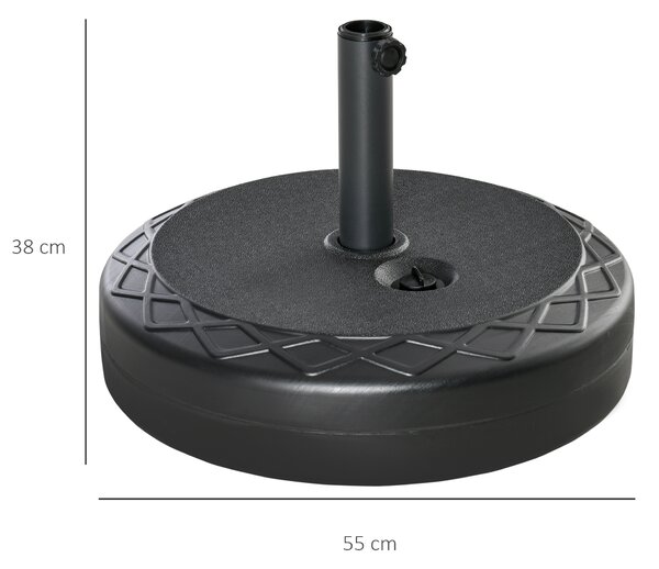 Outsunny Bază de Umbrelă Rotundă din Plastic Rezistent 30kg, Ø55x14cm, Ideală pentru Stabilitate, Ușor de Mutat, Negru | Aosom Romania