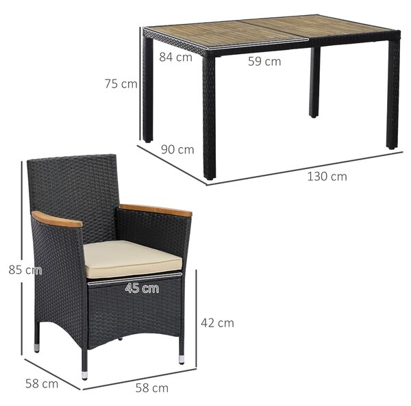 Outsunny Set Masă și Scaune de Grădină din 7 Piese, 13x90x75 cm, Negru | Aosom Romania