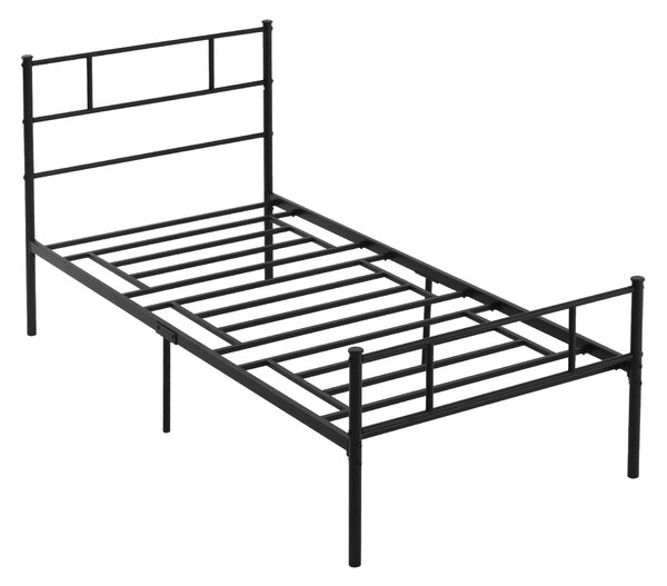 Cadru de Pat de o Persoana HOMCOM 90x200cm din Otel, Sipci Integrate, Negru | Aosom Romania